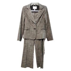 Classiques Entier 2 Pc Pant Suit 2 Button Blazer Wide Leg Pant Charcoal Size 2